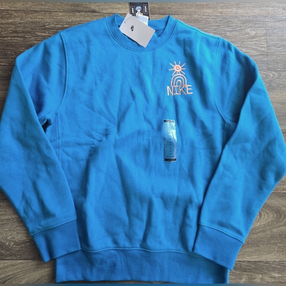 Nike CrewNeck Sweatshirt Photo Blue/Orange Trance Mens Small DQ4072-435 - Picture 1 of 6